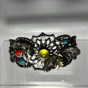 Vintage Carolyn Pollack Queen Bee Honey Bee Sterling Silver Gemstone Bracelet